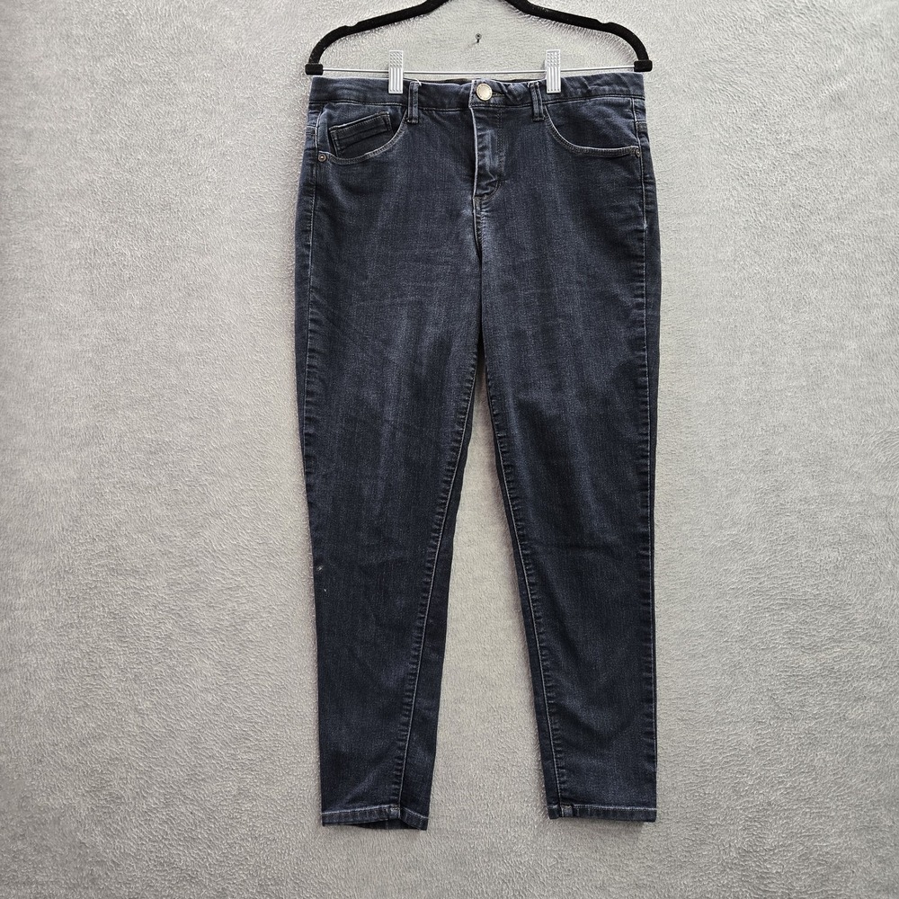 Democracy Women Pants 10 Dark Blue Denim Ab Technology Skinny 28" Inseam Ankle